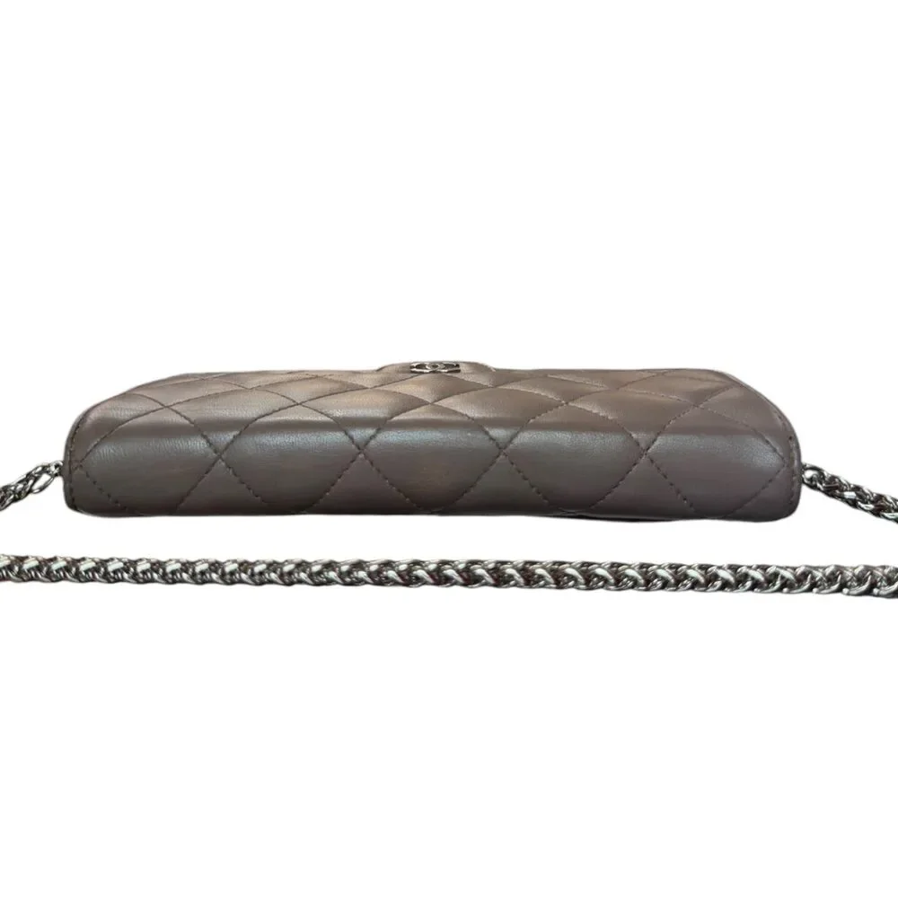 CHANEL Taupe Lambskin SHW Classic Flap Trifold Wallet